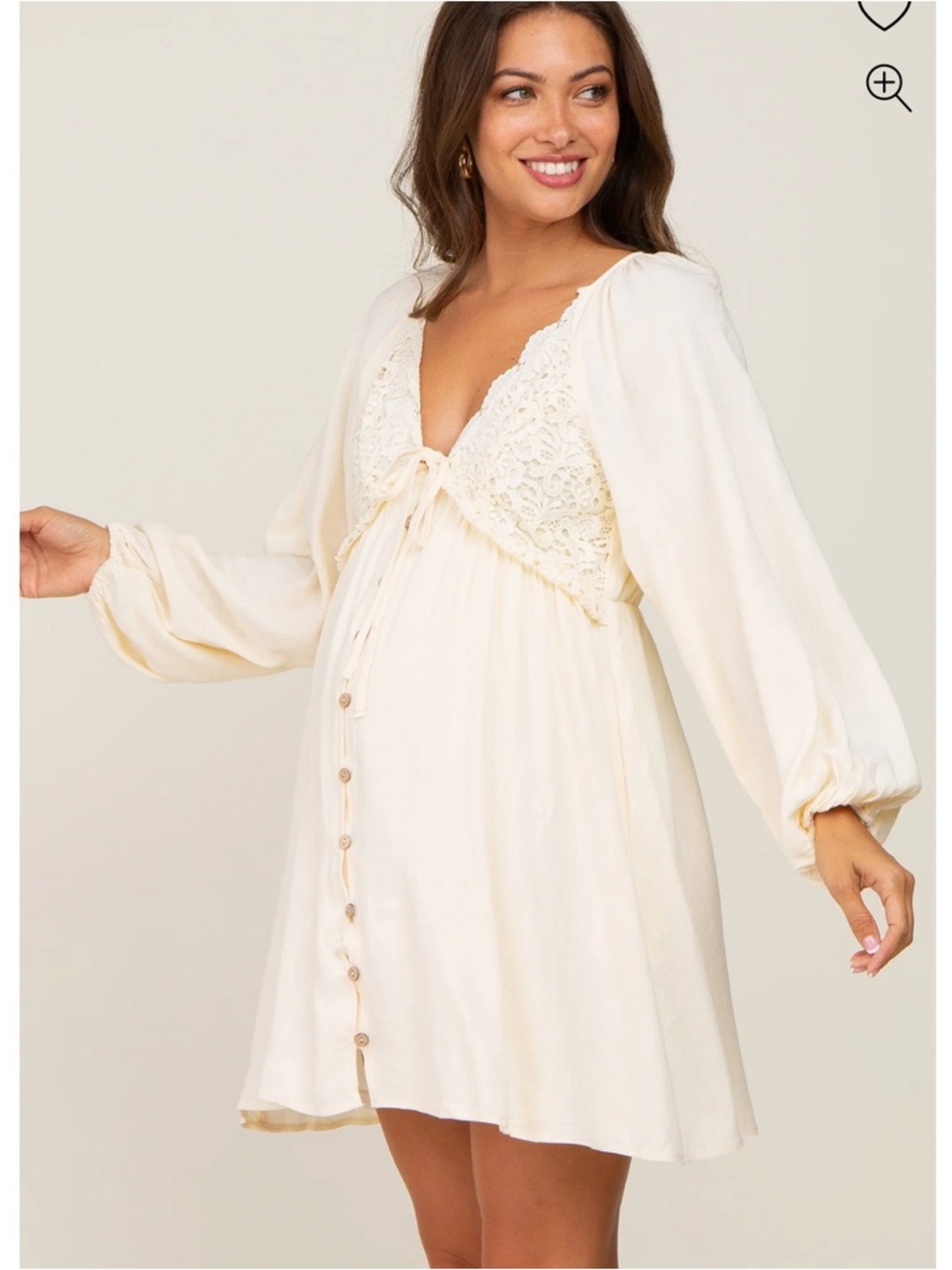 Pink Blush Maternity Beige Crochet Lace dress